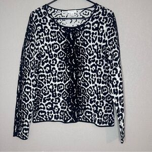 Chico’s Black White Long Sleeve Sweater Women’s Size 1